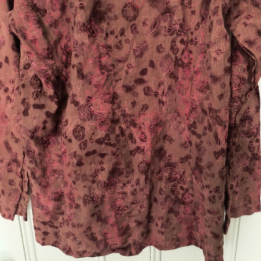 Mountain Hardwear Womens Top 12 Purple Pink Floral Cotton Button-up Office - Picture 7 of 13